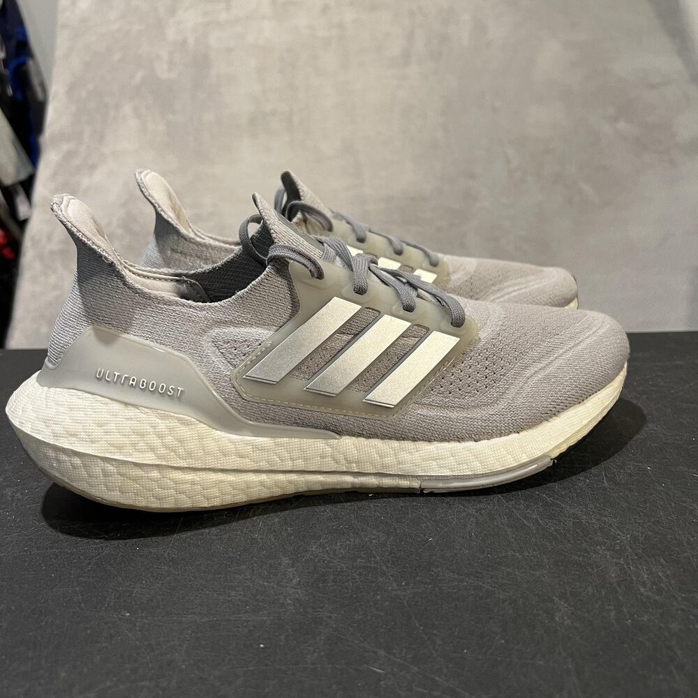 Adidas Ultraboost 21 Shoes Womens 10 Gray Running Boost Continental Sneakers